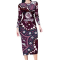 Personalized Manly Warringah Sea Eagles Long Sleeve Bodycon Dress Aboriginal Pattern with Graffiti Style Design