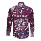 Personalized Manly Warringah Sea Eagles Long Sleeve Button Shirt Aboriginal Pattern with Graffiti Style Design