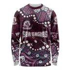 Personalized Manly Warringah Sea Eagles Long Sleeve Shirt Aboriginal Pattern with Graffiti Style Design