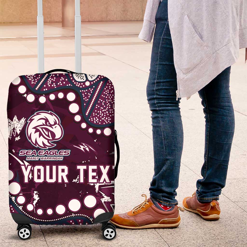 Personalized Manly Warringah Sea Eagles Luggage Cover Aboriginal Pattern with Graffiti Style Design
