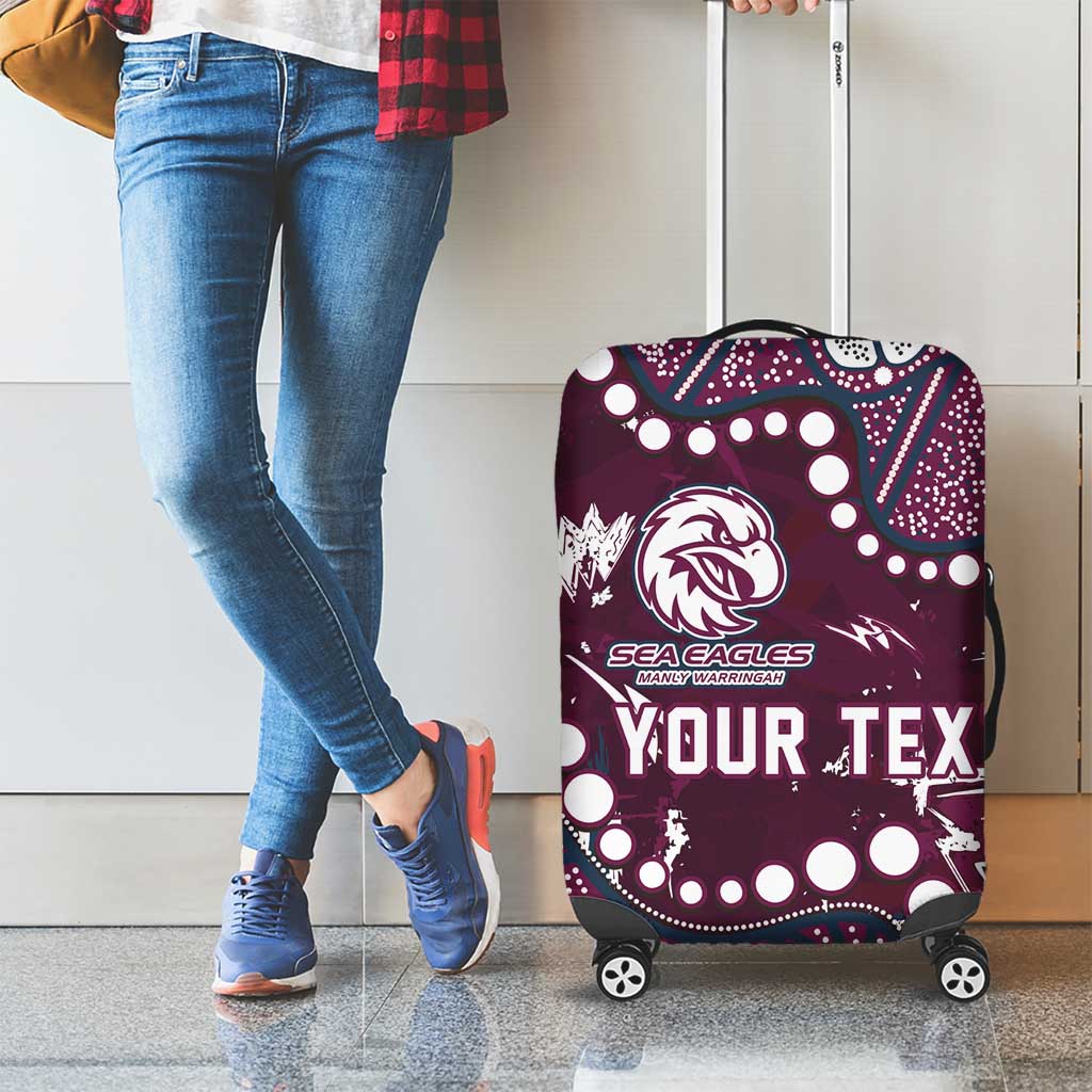Personalized Manly Warringah Sea Eagles Luggage Cover Aboriginal Pattern with Graffiti Style Design