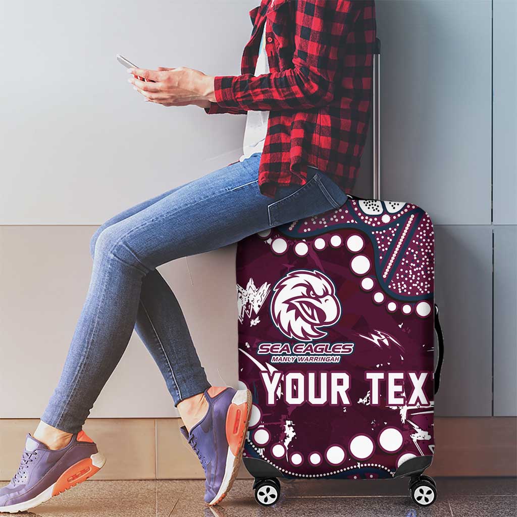 Personalized Manly Warringah Sea Eagles Luggage Cover Aboriginal Pattern with Graffiti Style Design