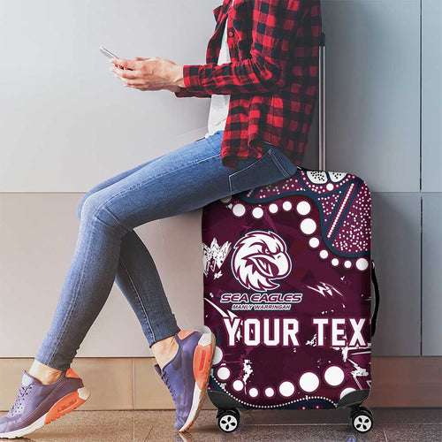Personalized Manly Warringah Sea Eagles Luggage Cover Aboriginal Pattern with Graffiti Style Design