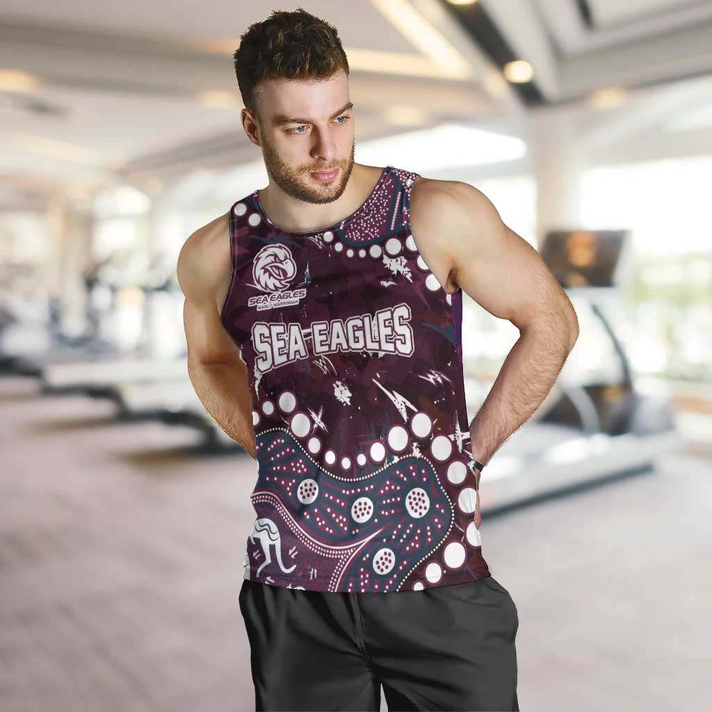 Personalized Manly Warringah Sea Eagles Men Tank Top Aboriginal Pattern with Graffiti Style Design