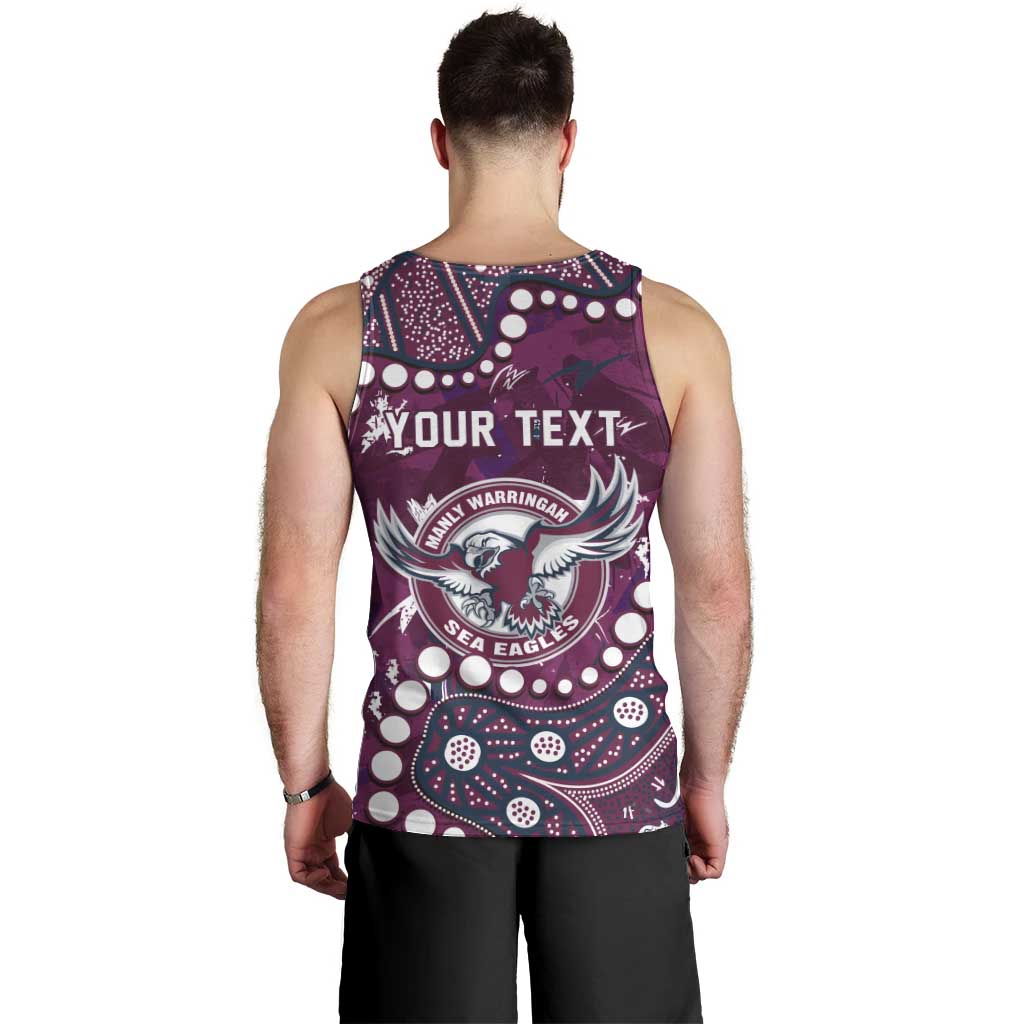 Personalized Manly Warringah Sea Eagles Men Tank Top Aboriginal Pattern with Graffiti Style Design
