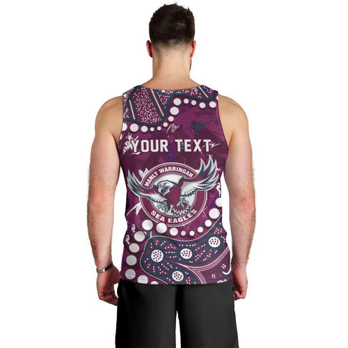 Personalized Manly Warringah Sea Eagles Men Tank Top Aboriginal Pattern with Graffiti Style Design