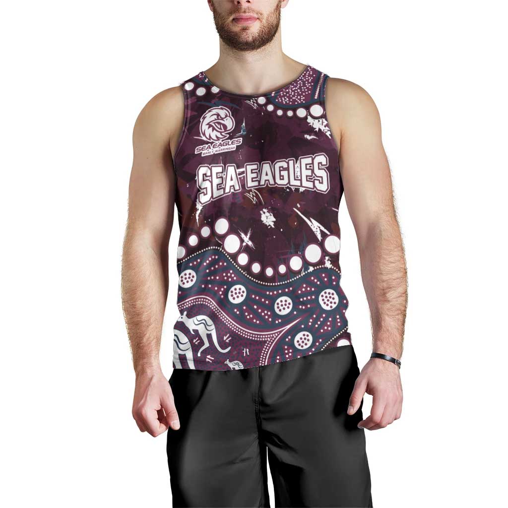 Personalized Manly Warringah Sea Eagles Men Tank Top Aboriginal Pattern with Graffiti Style Design