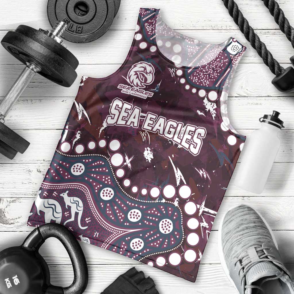 Personalized Manly Warringah Sea Eagles Men Tank Top Aboriginal Pattern with Graffiti Style Design