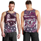 Personalized Manly Warringah Sea Eagles Men Tank Top Aboriginal Pattern with Graffiti Style Design