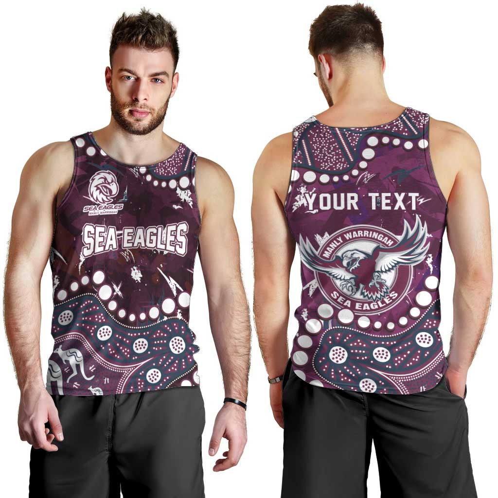 Personalized Manly Warringah Sea Eagles Men Tank Top Aboriginal Pattern with Graffiti Style Design