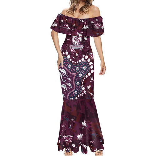Personalized Manly Warringah Sea Eagles Mermaid Dress Aboriginal Pattern with Graffiti Style Design