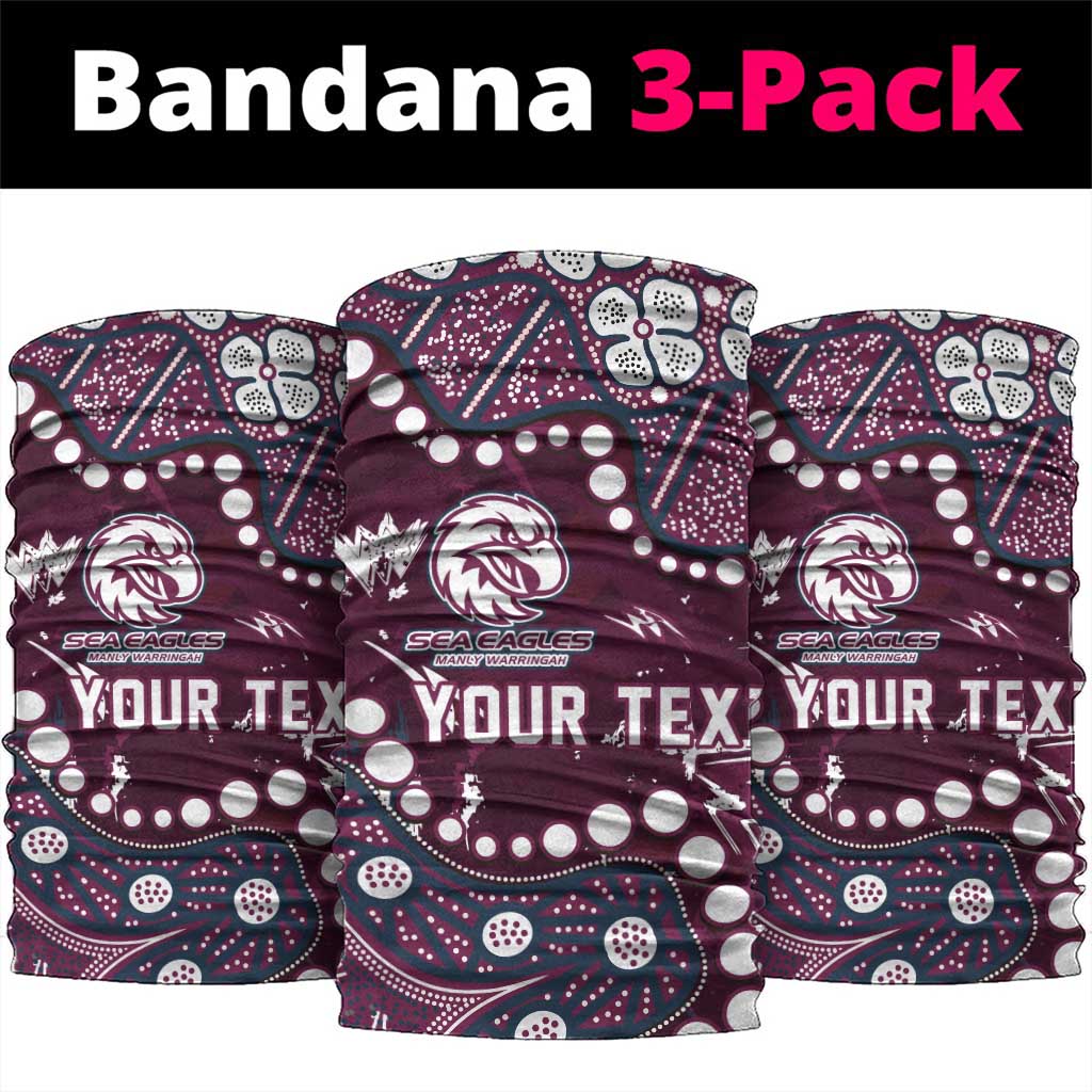 Personalized Manly Warringah Sea Eagles Neck Gaiter Aboriginal Pattern with Graffiti Style Design