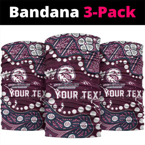 Personalized Manly Warringah Sea Eagles Neck Gaiter Aboriginal Pattern with Graffiti Style Design