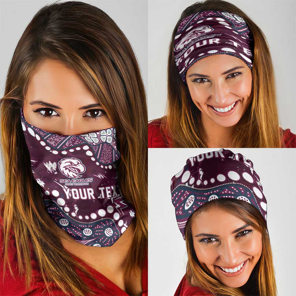 Personalized Manly Warringah Sea Eagles Neck Gaiter Aboriginal Pattern with Graffiti Style Design