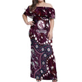 Personalized Manly Warringah Sea Eagles Off Shoulder Maxi Dress Aboriginal Pattern with Graffiti Style Design