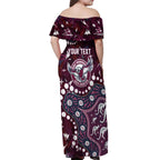 Personalized Manly Warringah Sea Eagles Off Shoulder Maxi Dress Aboriginal Pattern with Graffiti Style Design