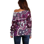 Personalized Manly Warringah Sea Eagles Off Shoulder Sweater Aboriginal Pattern with Graffiti Style Design