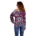 Personalized Manly Warringah Sea Eagles Off Shoulder Sweater Aboriginal Pattern with Graffiti Style Design