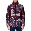 Personalized Manly Warringah Sea Eagles Padded Jacket Aboriginal Pattern with Graffiti Style Design
