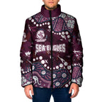 Personalized Manly Warringah Sea Eagles Padded Jacket Aboriginal Pattern with Graffiti Style Design