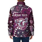 Personalized Manly Warringah Sea Eagles Padded Jacket Aboriginal Pattern with Graffiti Style Design