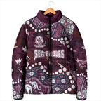 Personalized Manly Warringah Sea Eagles Padded Jacket Aboriginal Pattern with Graffiti Style Design