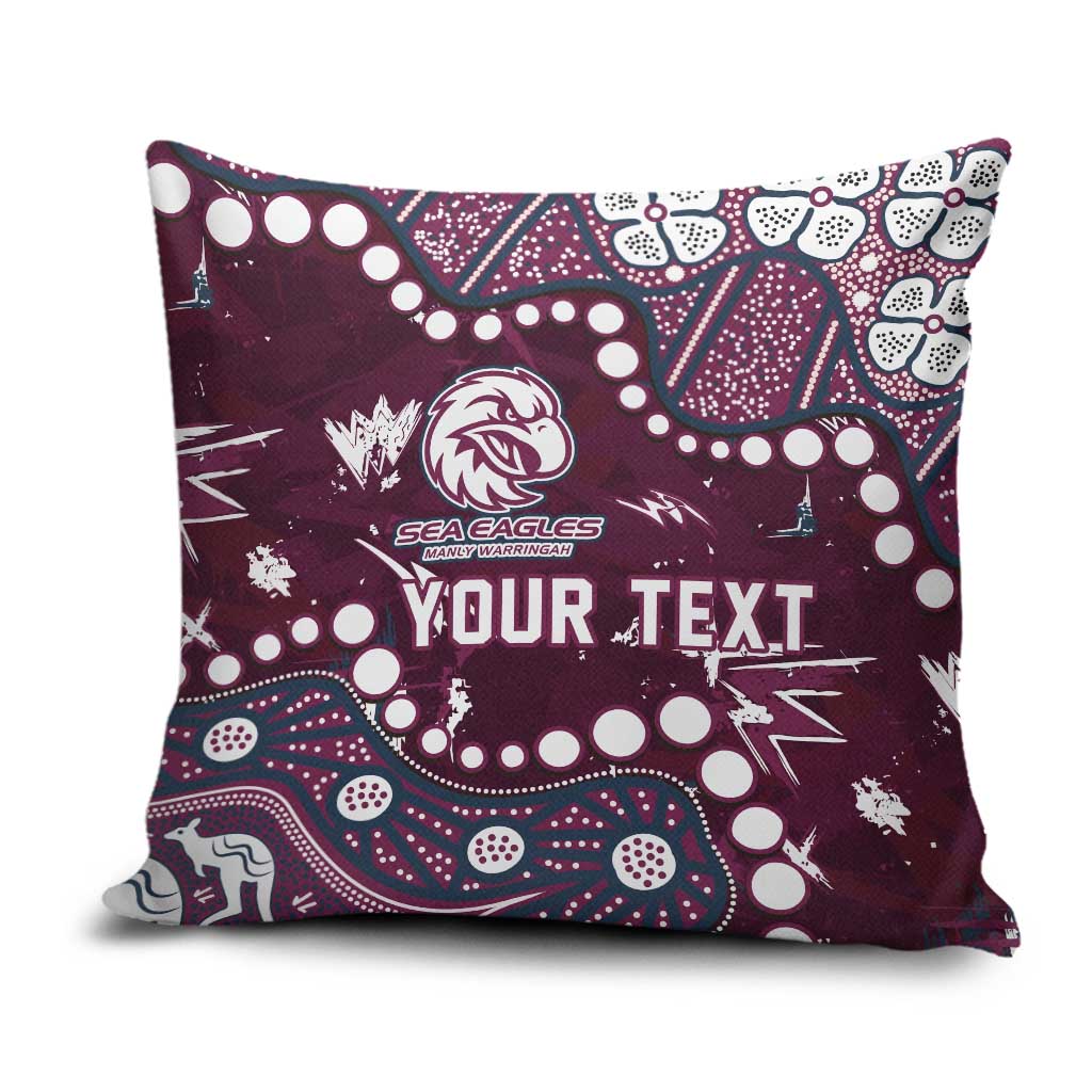 Personalized Manly Warringah Sea Eagles Pillow Cover Aboriginal Pattern with Graffiti Style Design