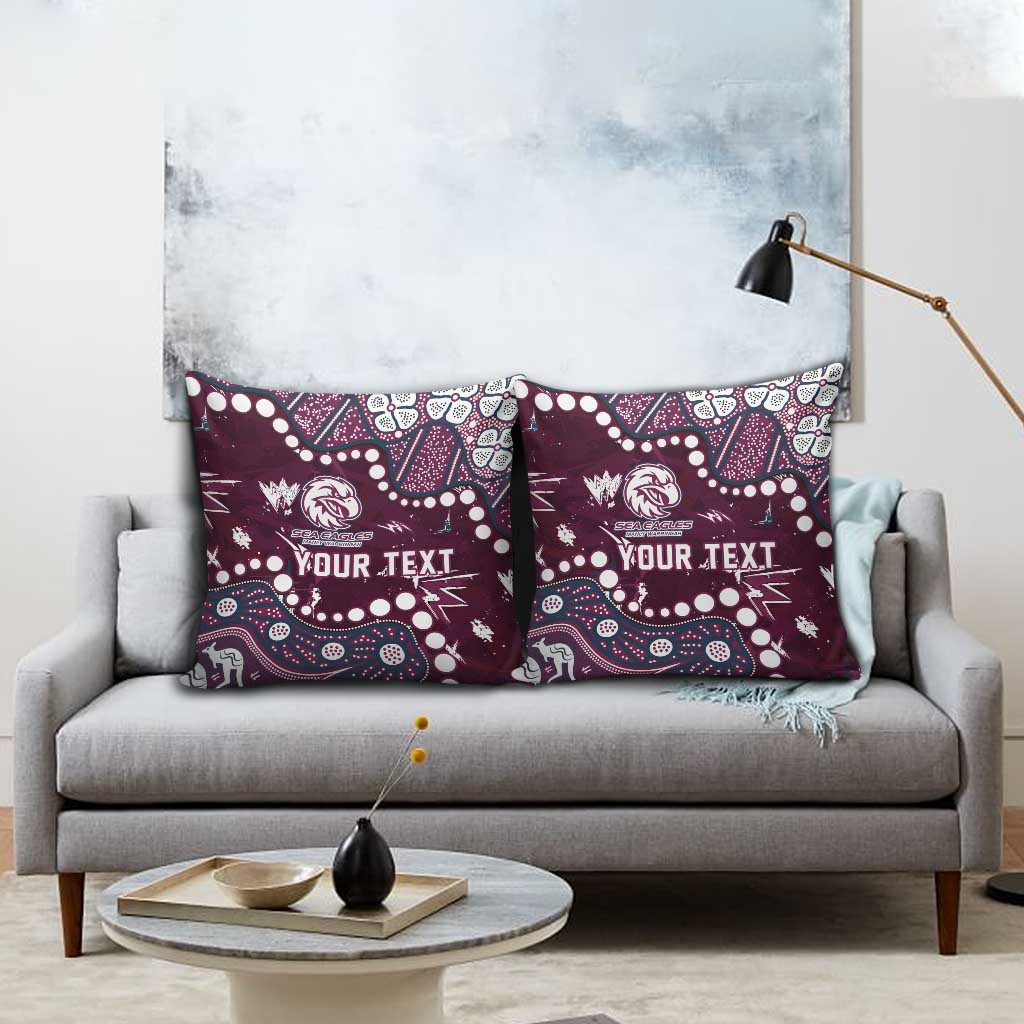 Personalized Manly Warringah Sea Eagles Pillow Cover Aboriginal Pattern with Graffiti Style Design