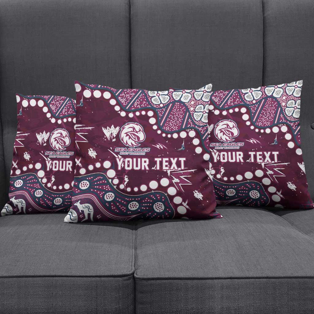 Personalized Manly Warringah Sea Eagles Pillow Cover Aboriginal Pattern with Graffiti Style Design