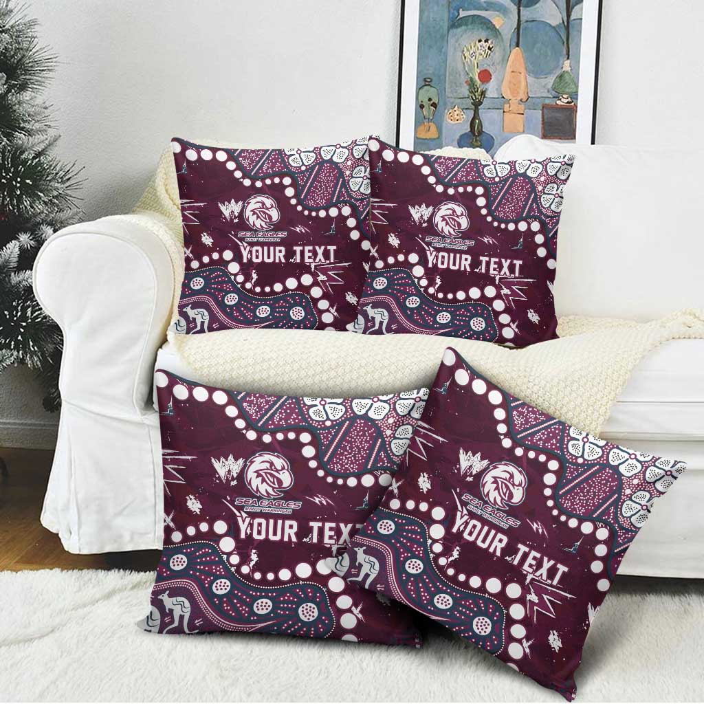 Personalized Manly Warringah Sea Eagles Pillow Cover Aboriginal Pattern with Graffiti Style Design