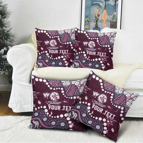 Personalized Manly Warringah Sea Eagles Pillow Cover Aboriginal Pattern with Graffiti Style Design