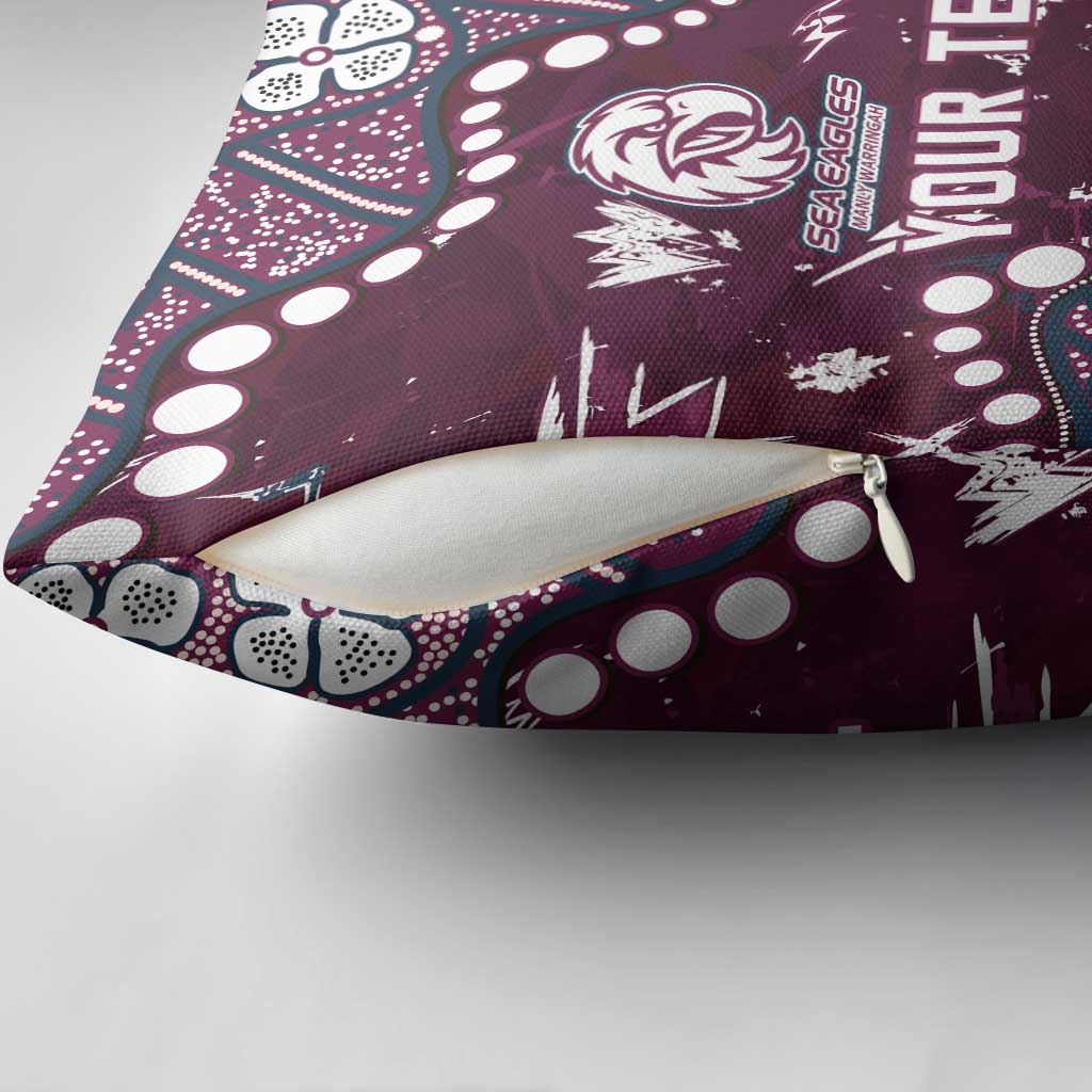 Personalized Manly Warringah Sea Eagles Pillow Cover Aboriginal Pattern with Graffiti Style Design