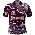 Personalized Manly Warringah Sea Eagles Polo Shirt Aboriginal Pattern with Graffiti Style Design