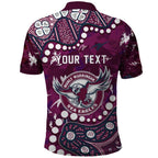 Personalized Manly Warringah Sea Eagles Polo Shirt Aboriginal Pattern with Graffiti Style Design