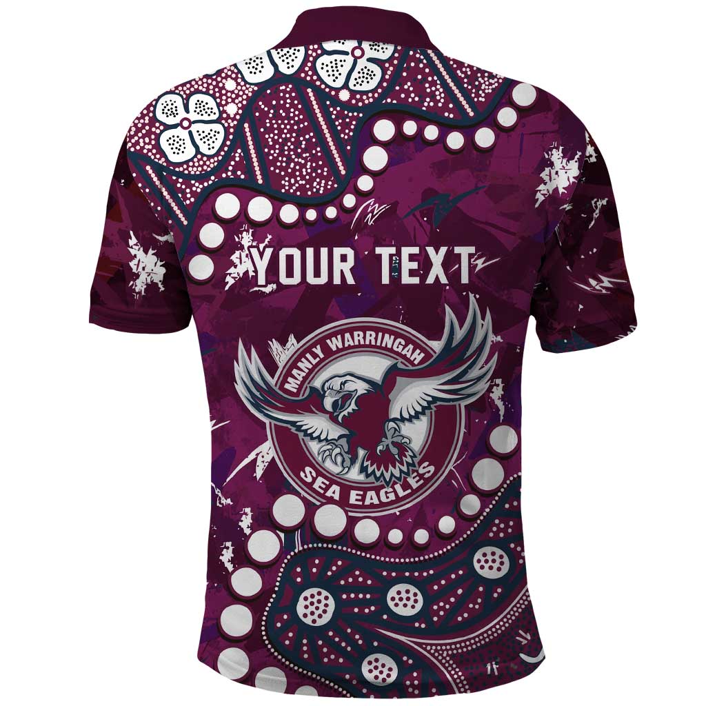 Personalized Manly Warringah Sea Eagles Polo Shirt Aboriginal Pattern with Graffiti Style Design