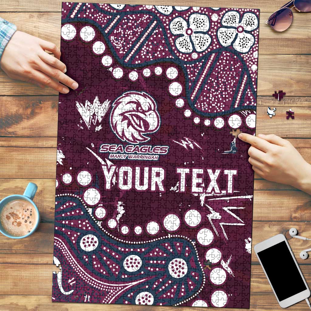 Personalized Manly Warringah Sea Eagles Puzzle Aboriginal Pattern with Graffiti Style Design