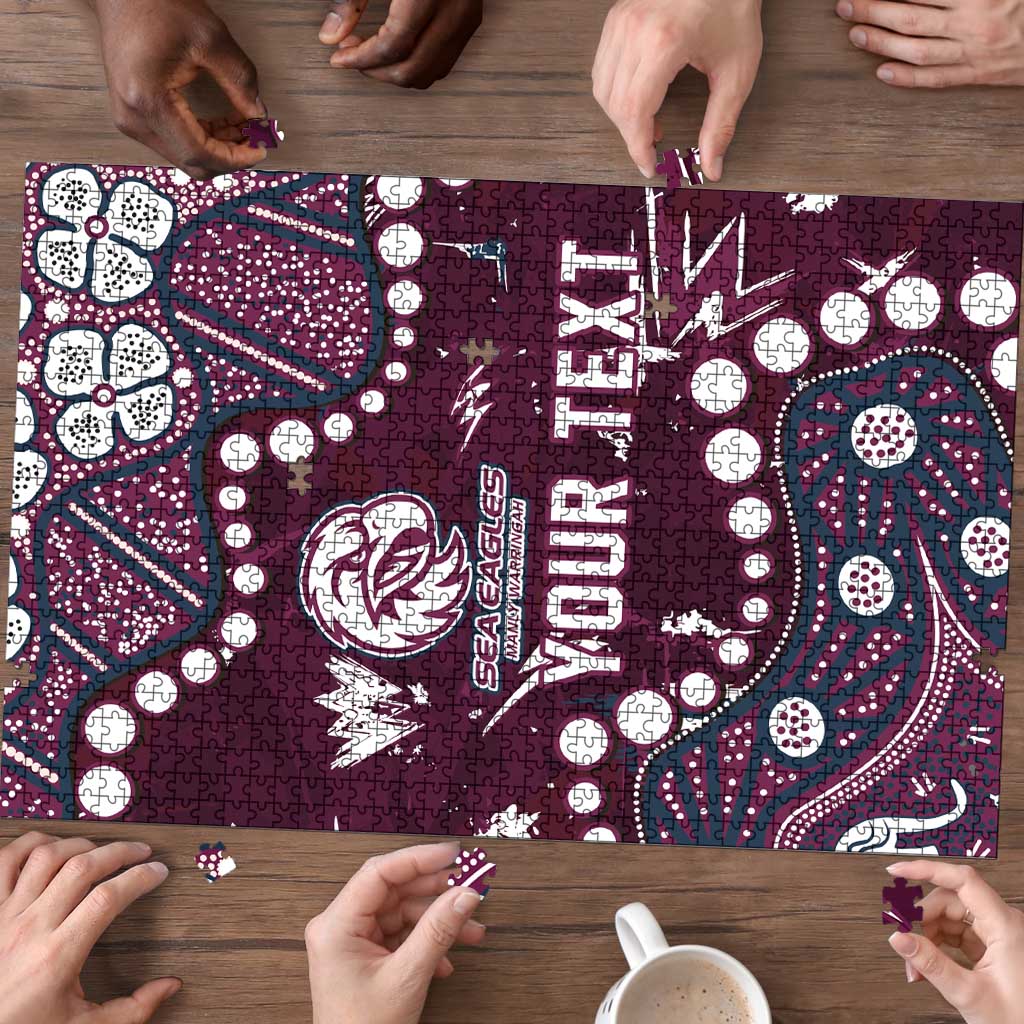 Personalized Manly Warringah Sea Eagles Puzzle Aboriginal Pattern with Graffiti Style Design