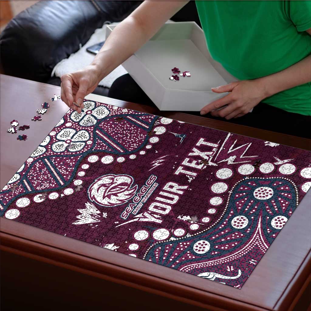 Personalized Manly Warringah Sea Eagles Puzzle Aboriginal Pattern with Graffiti Style Design
