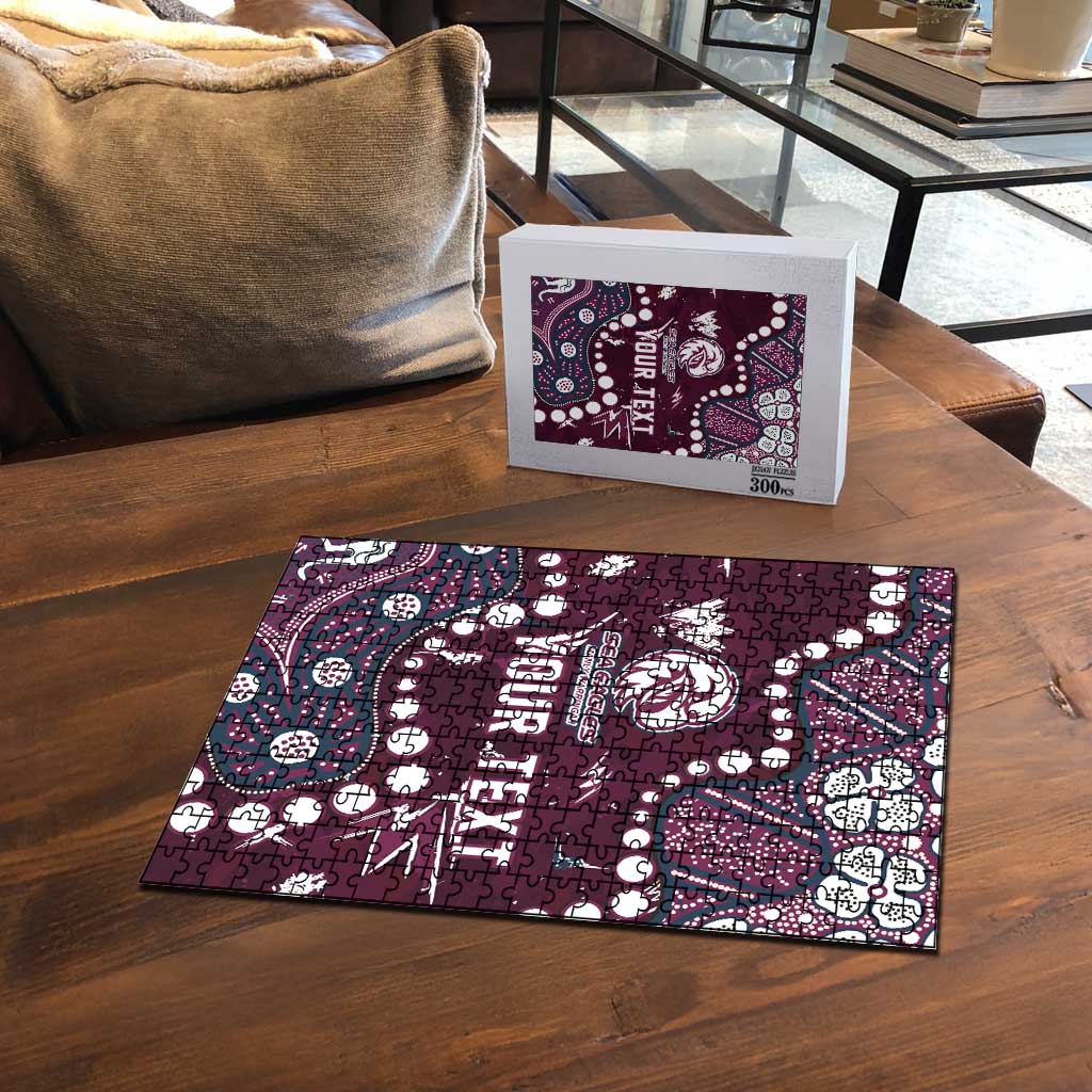 Personalized Manly Warringah Sea Eagles Puzzle Aboriginal Pattern with Graffiti Style Design