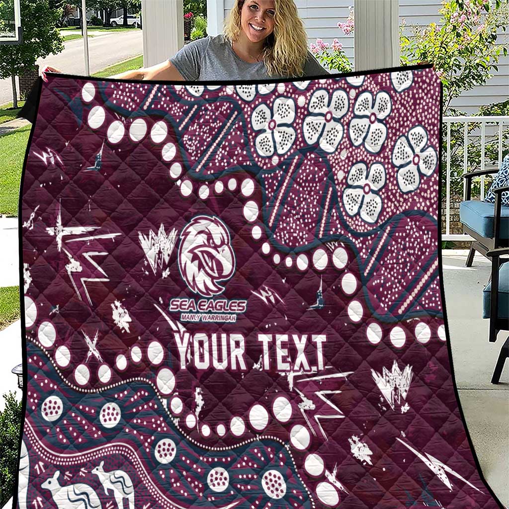 Personalized Manly Warringah Sea Eagles Quilt Aboriginal Pattern with Graffiti Style Design