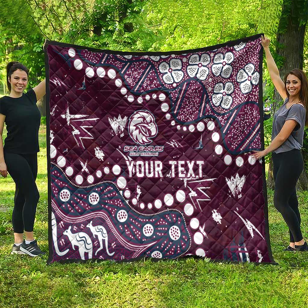 Personalized Manly Warringah Sea Eagles Quilt Aboriginal Pattern with Graffiti Style Design