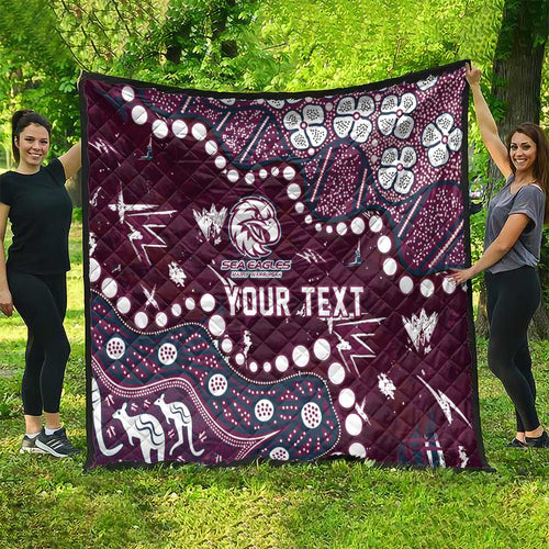 Personalized Manly Warringah Sea Eagles Quilt Aboriginal Pattern with Graffiti Style Design