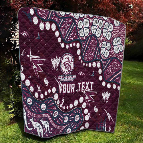 Personalized Manly Warringah Sea Eagles Quilt Aboriginal Pattern with Graffiti Style Design
