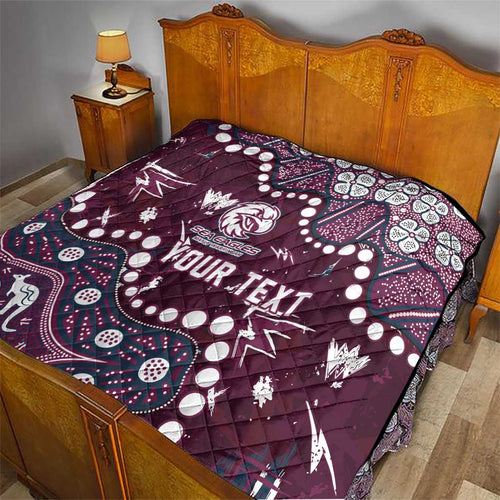 Personalized Manly Warringah Sea Eagles Quilt Aboriginal Pattern with Graffiti Style Design