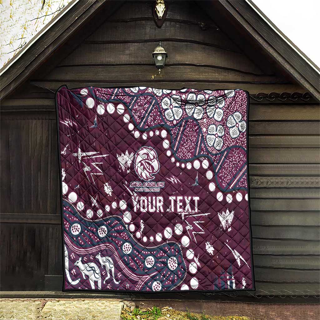 Personalized Manly Warringah Sea Eagles Quilt Aboriginal Pattern with Graffiti Style Design