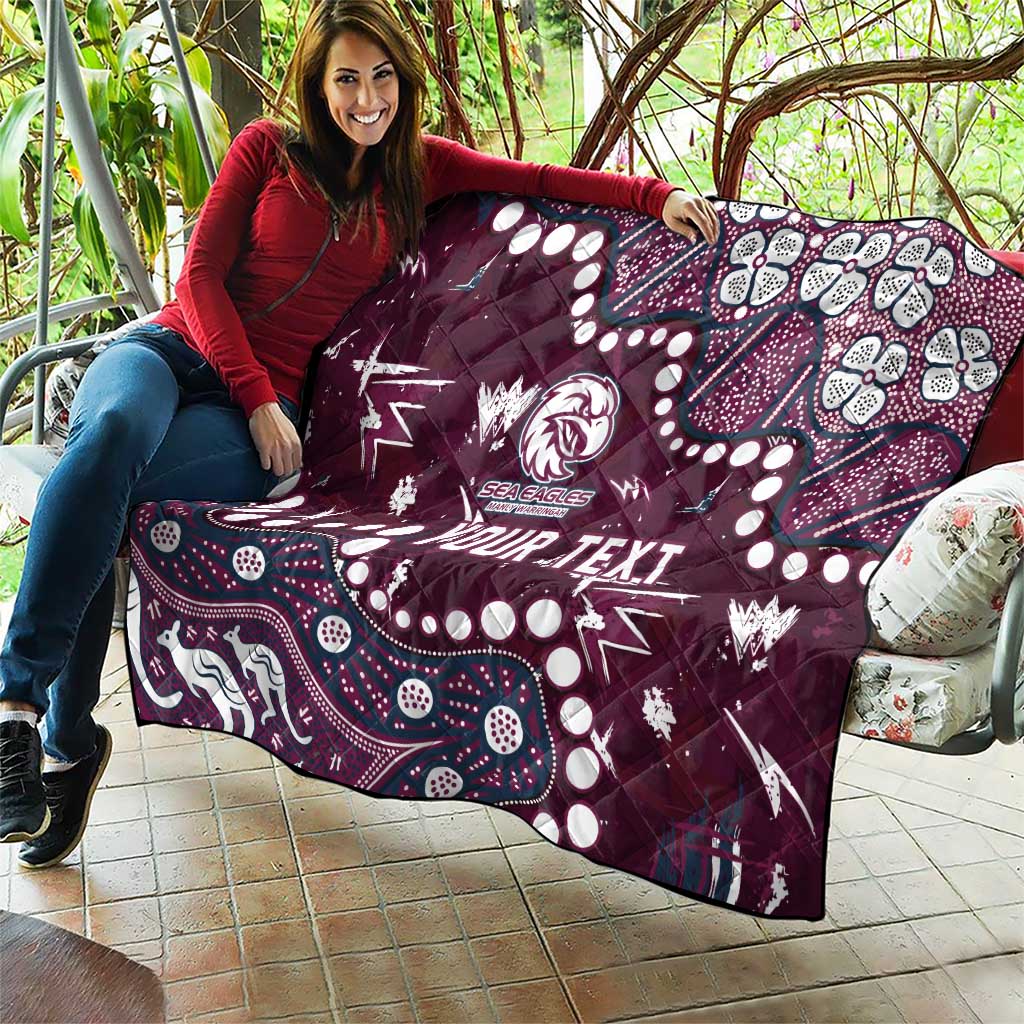 Personalized Manly Warringah Sea Eagles Quilt Aboriginal Pattern with Graffiti Style Design