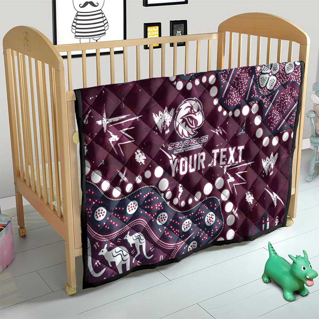 Personalized Manly Warringah Sea Eagles Quilt Aboriginal Pattern with Graffiti Style Design