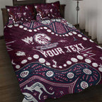 Personalized Manly Warringah Sea Eagles Quilt Bed Set Aboriginal Pattern with Graffiti Style Design