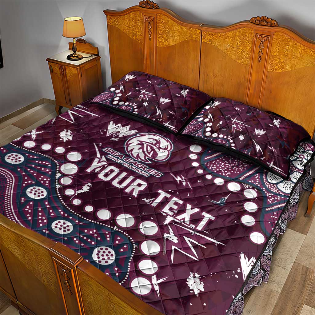 Personalized Manly Warringah Sea Eagles Quilt Bed Set Aboriginal Pattern with Graffiti Style Design