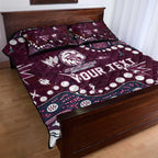 Personalized Manly Warringah Sea Eagles Quilt Bed Set Aboriginal Pattern with Graffiti Style Design